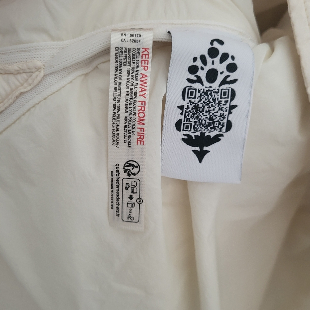 Free People Movement x‎ Hatch Puffer Jacket Ivory Chevron Oversized Medium - Picture 10 of 16